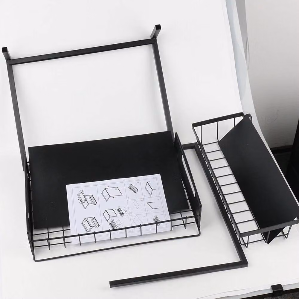 VOGREX L-Shaped Sliding Kitchen Spice Storage Rack in Black Metal – 2