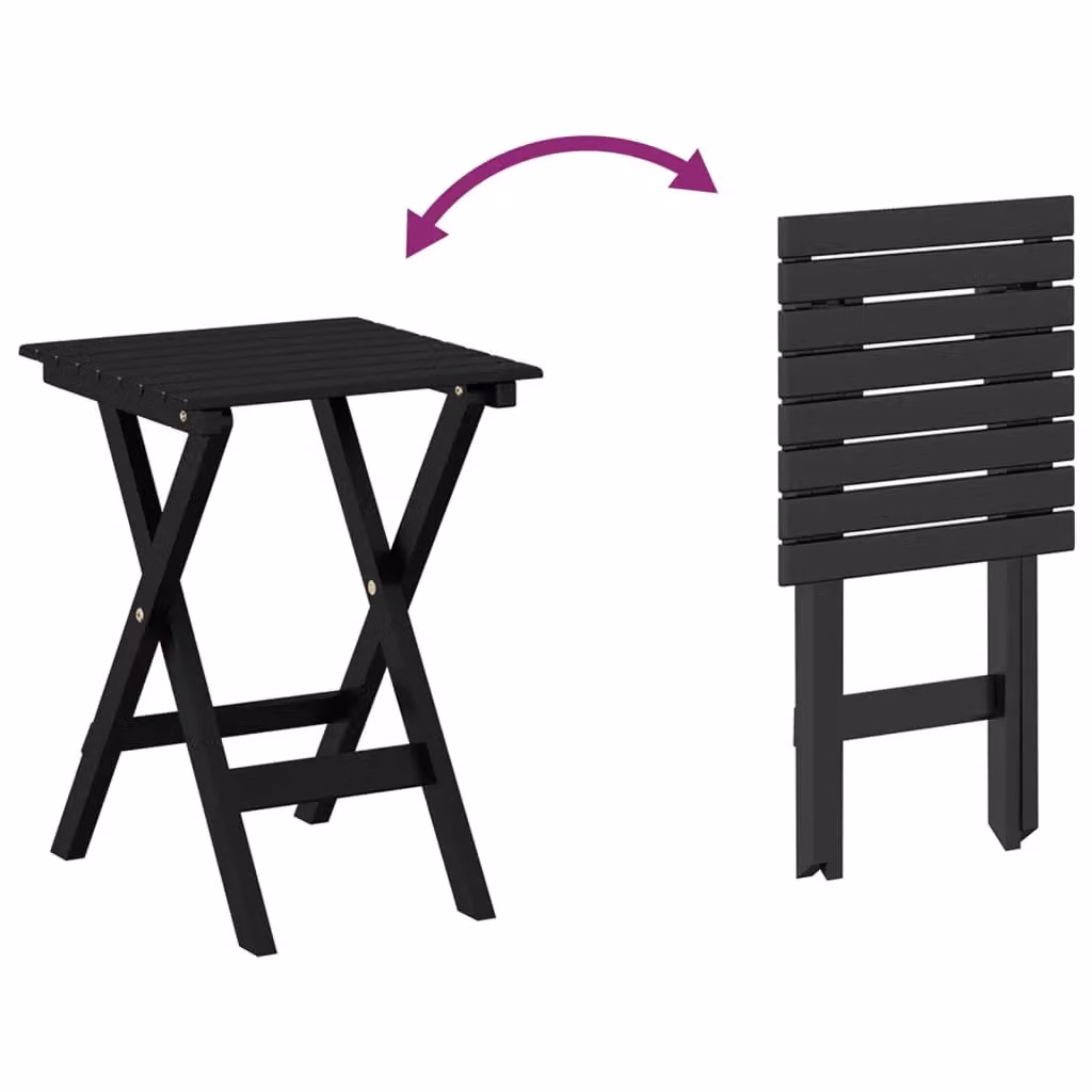 Berkfield Home Foldable Side Table in Black Lacquered Solid Poplar Wood – 6