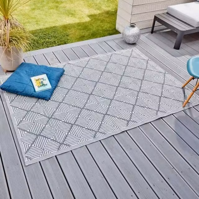 Garden Mile Modern Grey Rectangular Large Outdoor Garden Rug