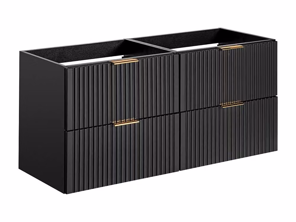 Vente-unique Striated Suspended Bathroom Furniture Set with Countertop Basin and Column in Matt Black, W: 60 cm, D: 46 cm, H: 57 cm – 3