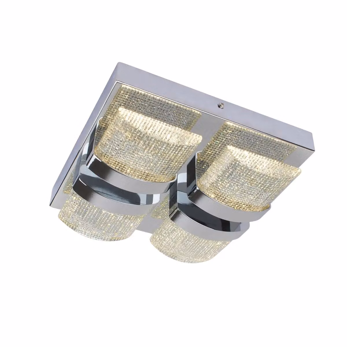 Pagazzi Liana Square LED Flush Ceiling Light in Polished Chrome and Silver with Crystal Details – 2