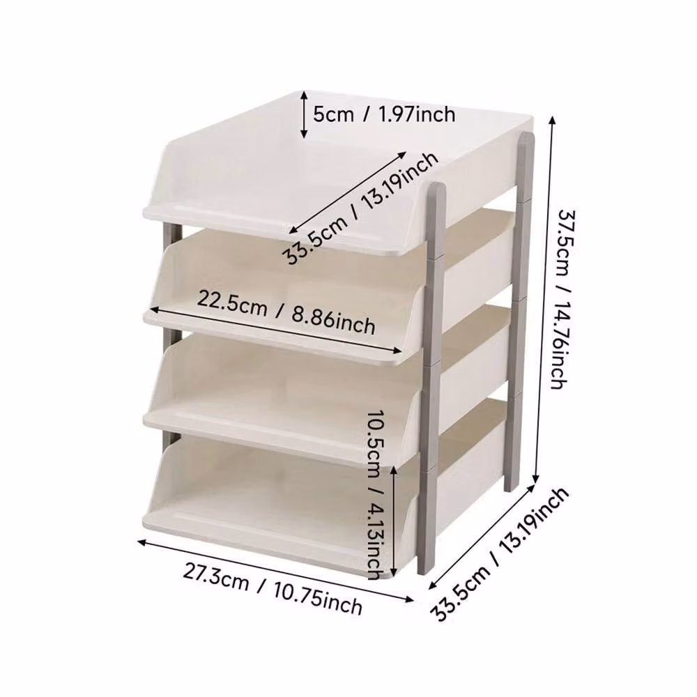 Nordara 4 Tier A4 Desk Organiser Filing Trays and Paper Document Holder, White, W: 37.5 cm, D: 33.5 cm – 2