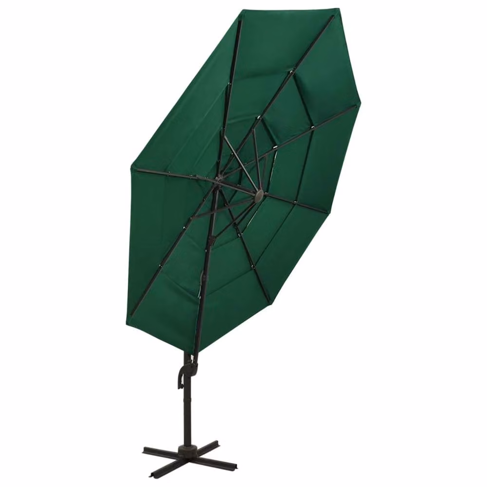 Berkfield Home 4-Tier Green Polyester Parasol with Aluminium Pole, W: 300 cm, D: 300 cm, H: 247 cm – 2