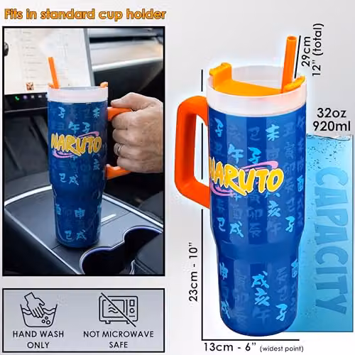 Get Trend Naruto Insulated Stainless Steel Water Bottle with Straw and Handle, 920ml, Multicolour – 5