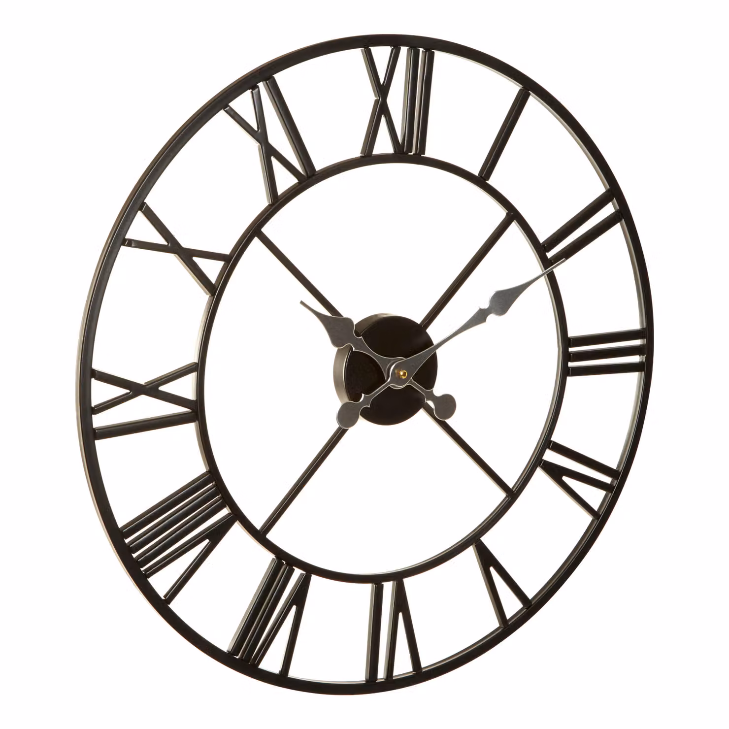 Orsina Vitus Modern Round Black and Silver Metal Wall Clock, Diameter: 56 cm – 2