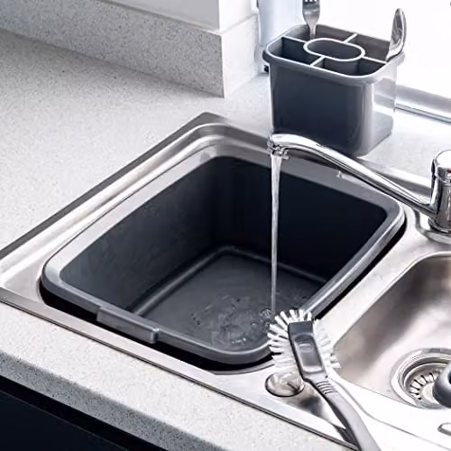 Addis Butler Large Rectangular Plastic Bowl, Metallic Silver, 12.5 Litre – 7