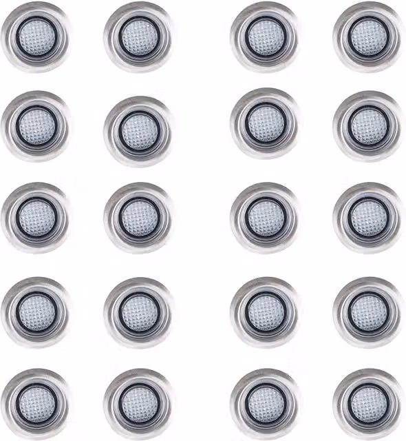 ValueLights 20 Pack Silver Stainless Steel LED Outdoor Decking and Step Lights with White Light