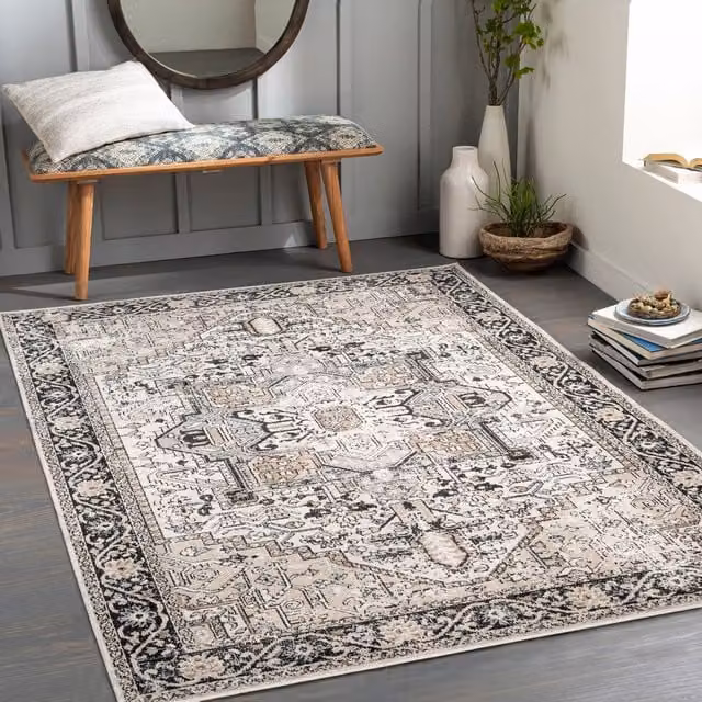Livabliss Vintage Boho Living Room Rug in Black, Beige and Grey, W/D/H: 80 x 220 cm – 1