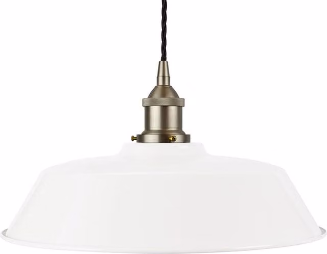 SE Home Chancery White Dome Pendant Light with Brushed Chrome and Black Twisted Details