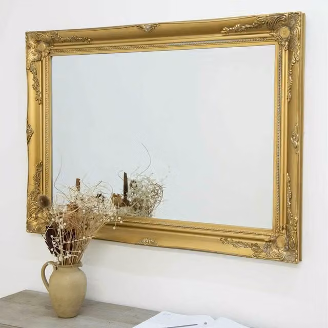 MirrorOutlet Buxton Classic Rectangular Gold Wall Mirror W: 108 cm, H: 78 cm