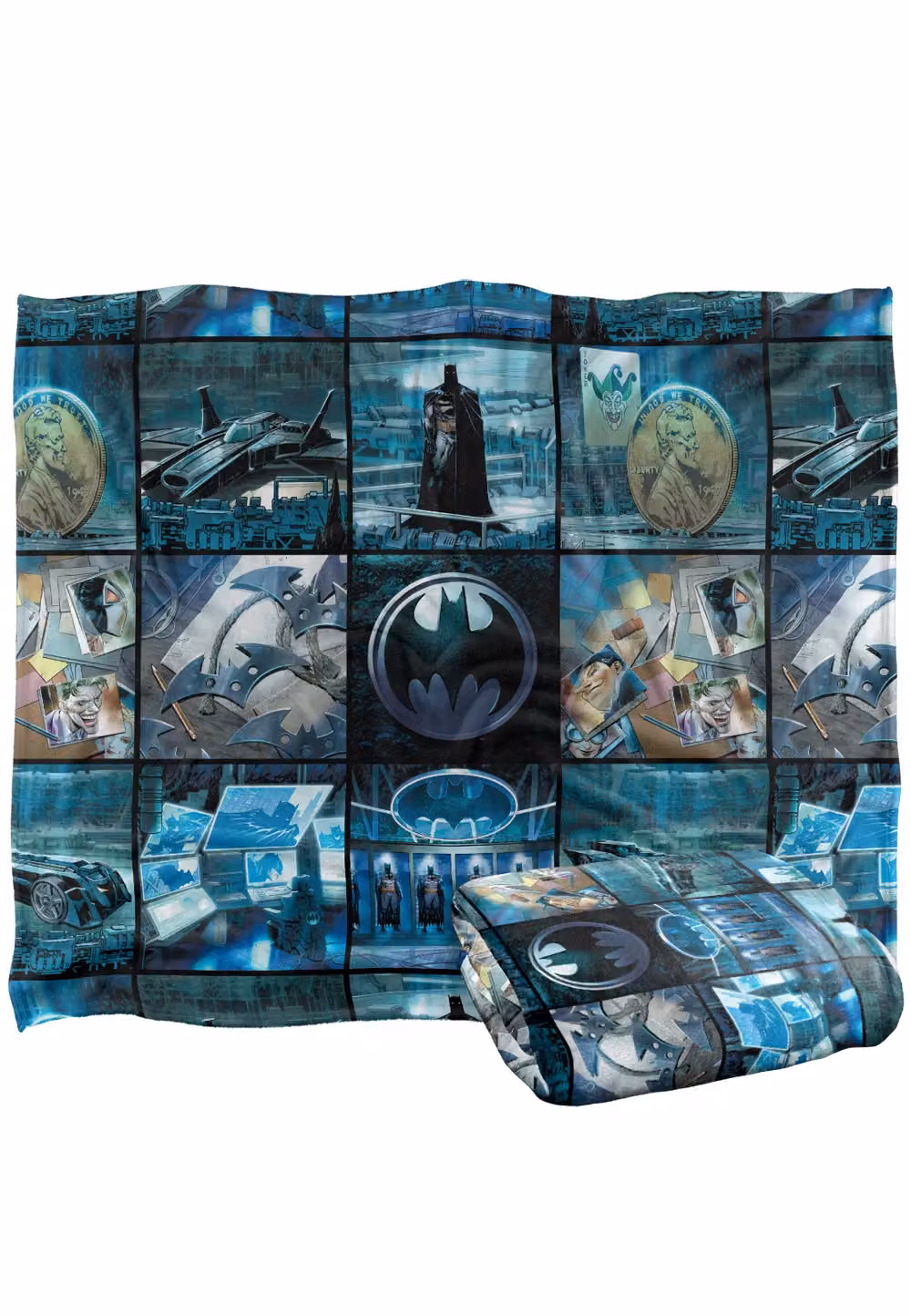 Batman Batcave Tiles Super Soft Silky Touch Throw Blanket in White, W: 152 cm, D: 127 cm – 2
