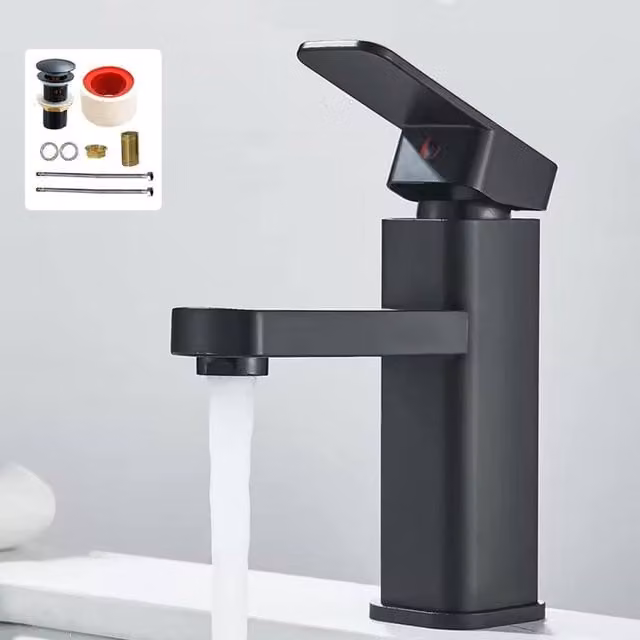 Hinsinc Waterfall Mono Mixer Tap for Cloakroom Basin, Matt Black – 1