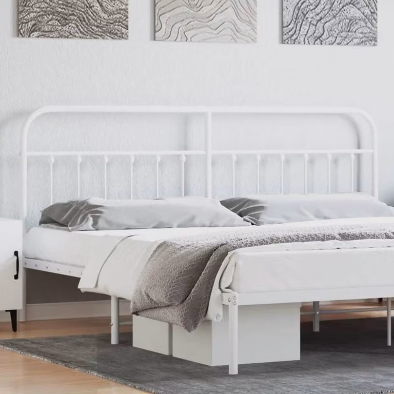 Berkfield Home Classic Metal Headboard in White, 200 cm