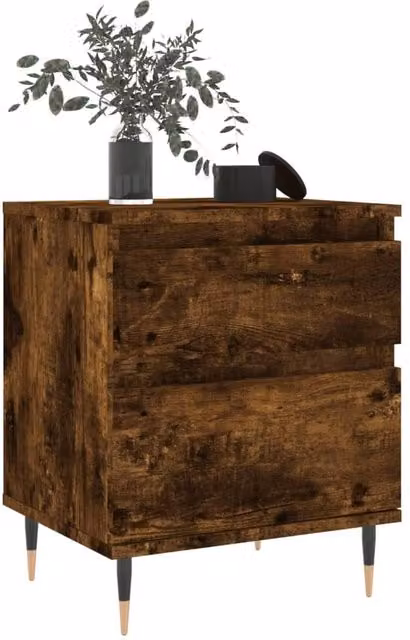 Berkfield Home Modern Bedside Cabinets, 2 Piece Set in Smoked Oak Brown, W/D/H: 40 x 35 x 50 cm – 1