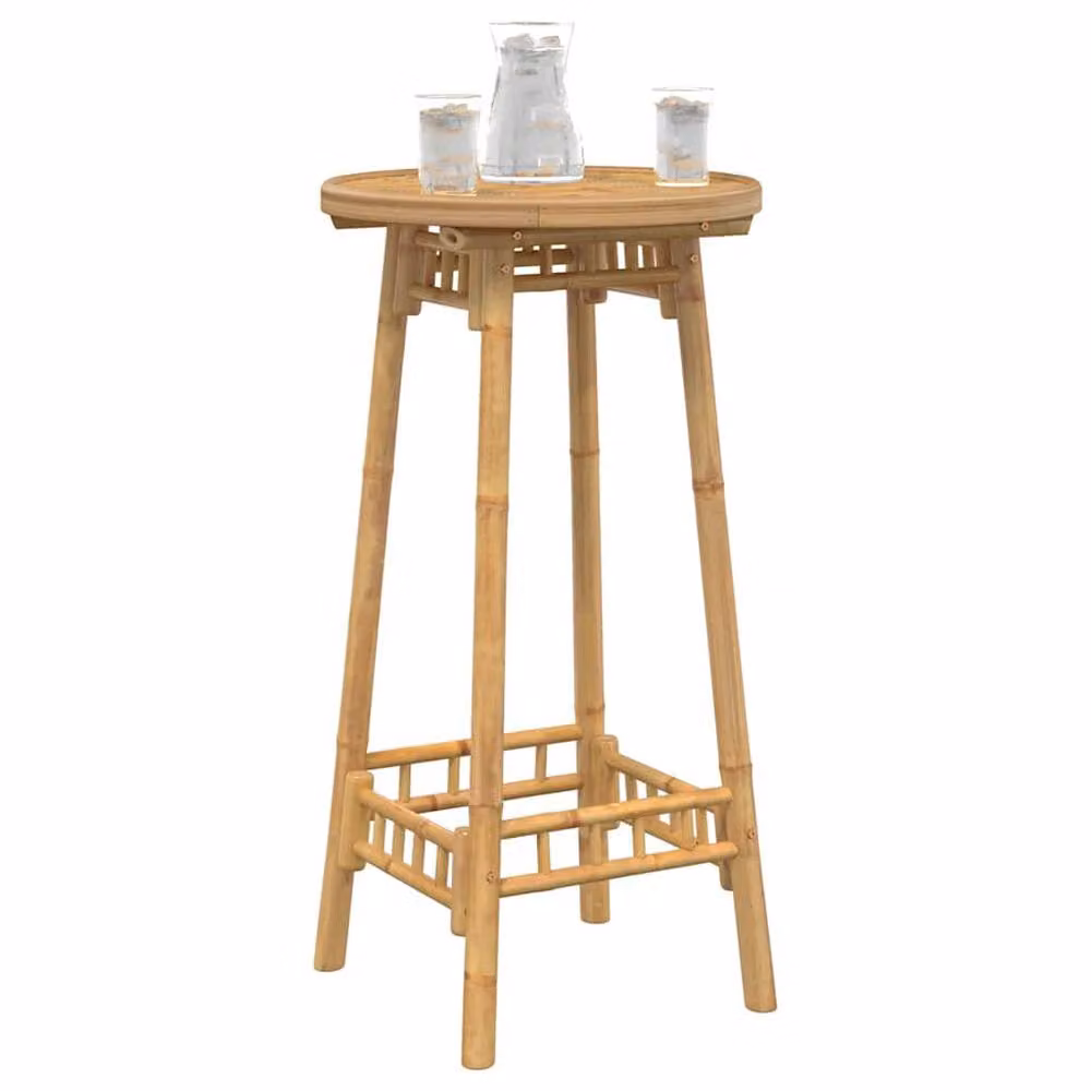 Berkfield Home Round Outdoor Bar Table in Brown Bamboo, W/D/H: 55 x 55 x 100 cm – 2