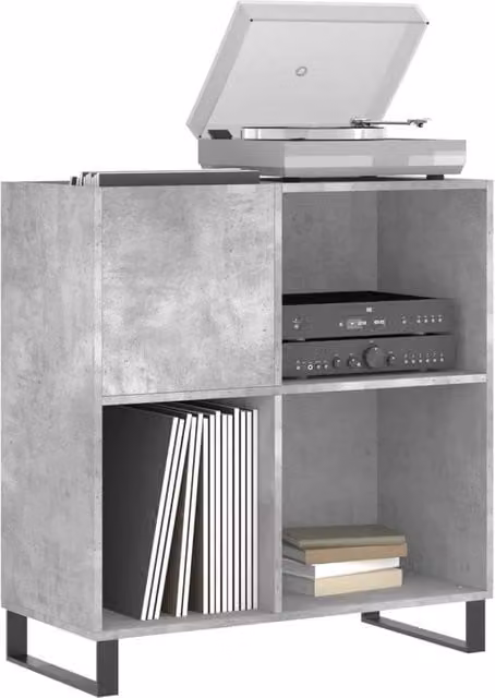 Berkfield Home Record Cabinet in Concrete Grey, W: 84.5 cm, D: 38 cm, H: 89 cm