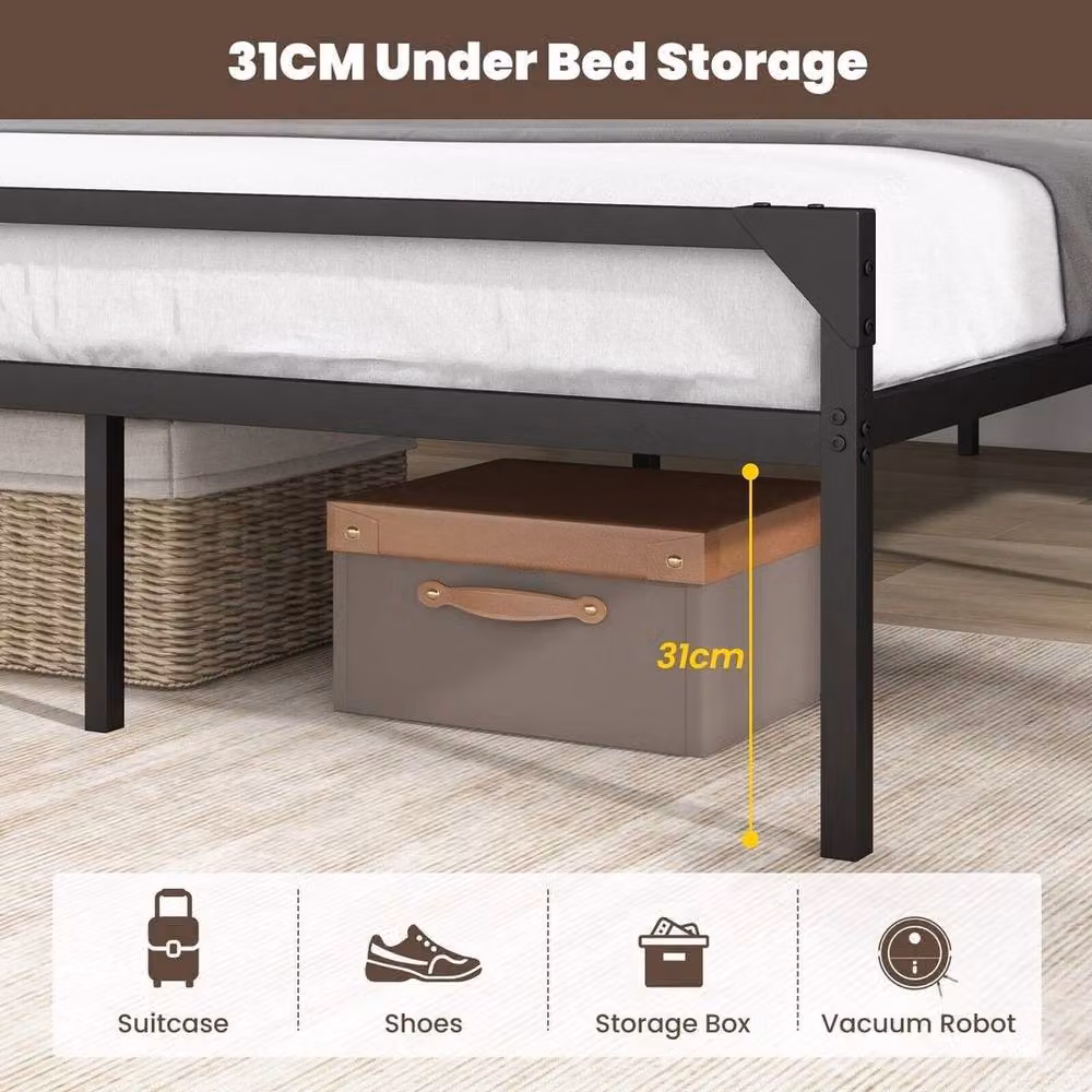 KORVIXA Industrial Metal King Platform Bed Frame, Black, 180 x 200 cm – 4