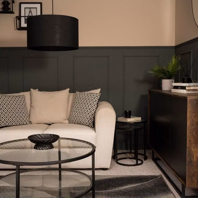 Reni Fabric Large Drum Shade in Black