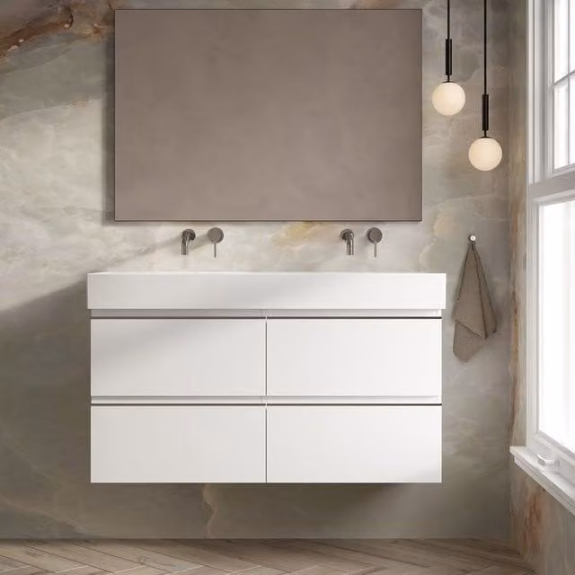 Banyetti Vatilla 1200mm Wall Hung Vanity with Veneto No Tap Hole Basin, Gloss White, W/D/H: 120 x 45 x 59 cm – 1