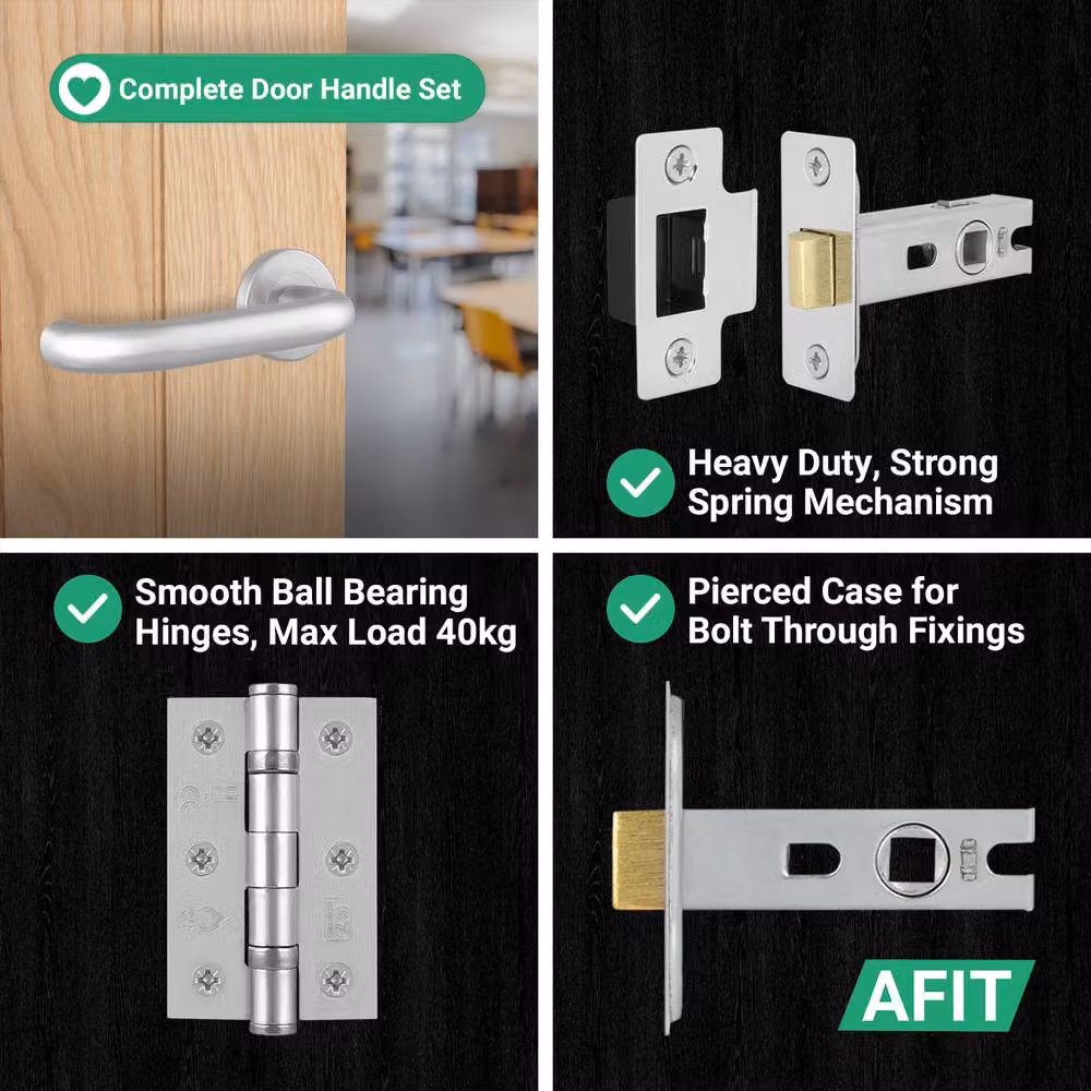 AFIT Satin Stainless Steel Return to Door Handles in Silver, W x W: 150 x 150 mm – 3