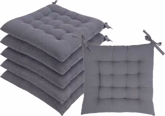 Harbour Housewares Pack of 6 Square Seat Pads in Grey, W/D: 40 x 40 cm – 2