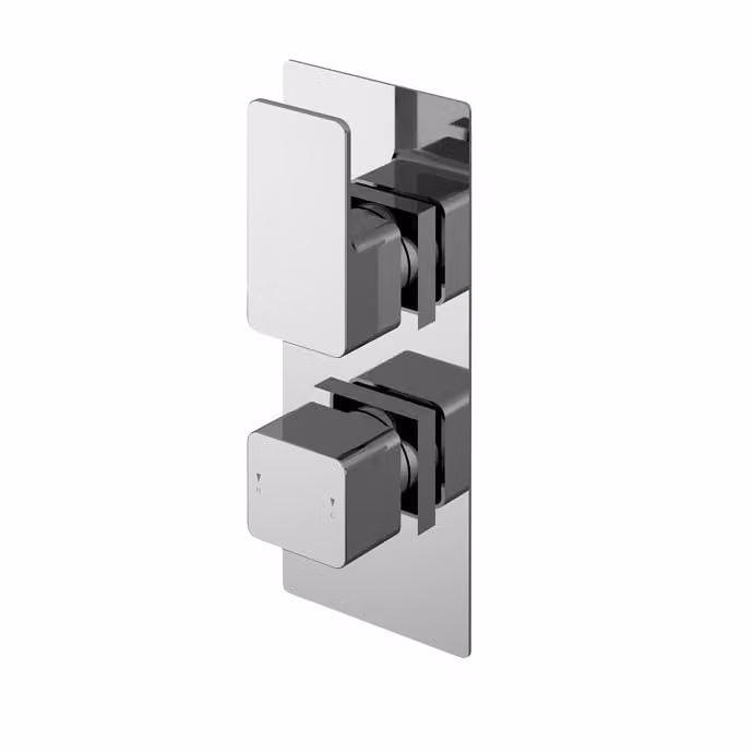 Royal Bathrooms Square Twin Thermostatic Shower Valve in Chrome