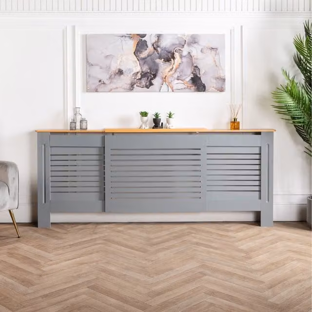 Home Treats Modern MDF Radiator Cover in Grey or White, Width: 203 cm