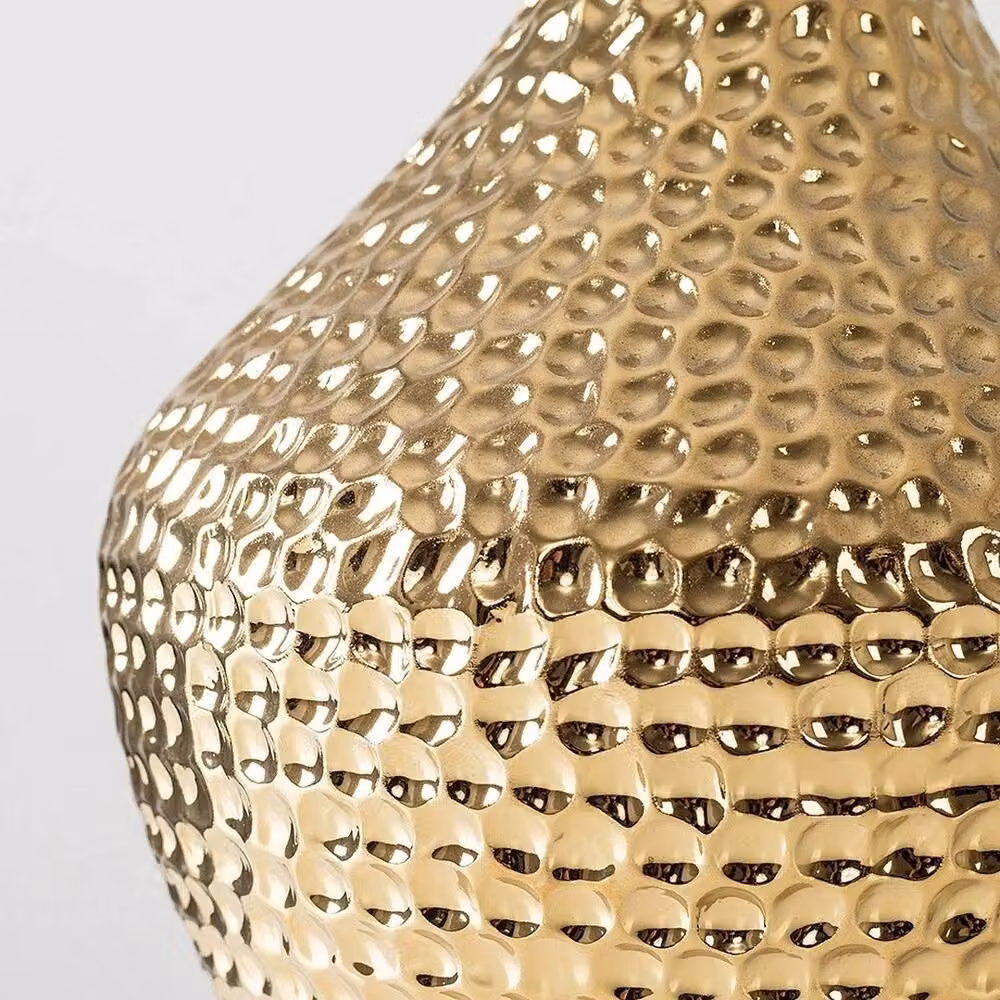 FLAVORA Gold Hammered Metal LED Table Lamp with Bulb Included – 3