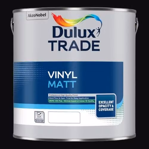 Dulux Trade Vinyl Matt Paint Black RAL 9005, 2.5 l