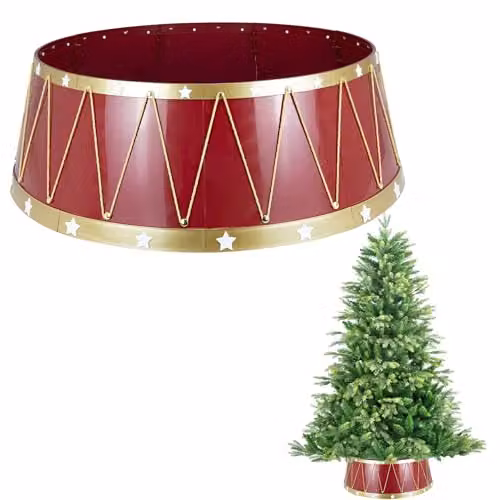 Shatchi Foldable Christmas Tree Skirt Base Cover in Red or Gold, Diameter: 72.1 cm