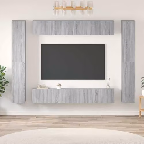 vidaXL 10 Piece Wall Mounted TV Cabinet Set in Grey Matt MDF – 2