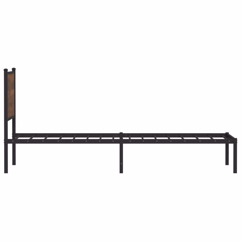 Berkfield Home Metal and Wood Bed Frame in Brown Oak, W/D/H: 80 x 200 cm – 4