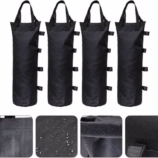NESTLUNE 4 Pack Heavy Duty Large Gazebo Sand Bag Weights in Black, W: 100 cm, H: 15 cm, D: 15 cm – 1