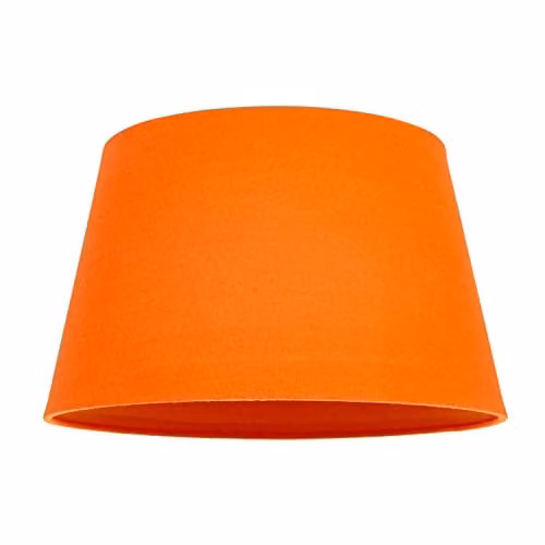 Happy Homewares Orange and White Linen Fabric Drum Lampshade for Table or Pendant Lights, Diameter: 30 cm