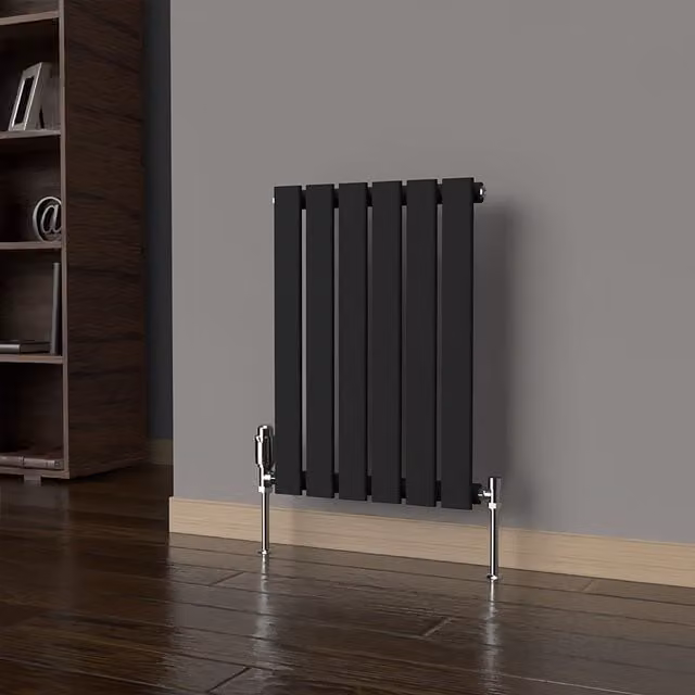 Lux Heat Black Flat Horizontal Single Panel Designer Radiator, H 60 cm x W 42 cm