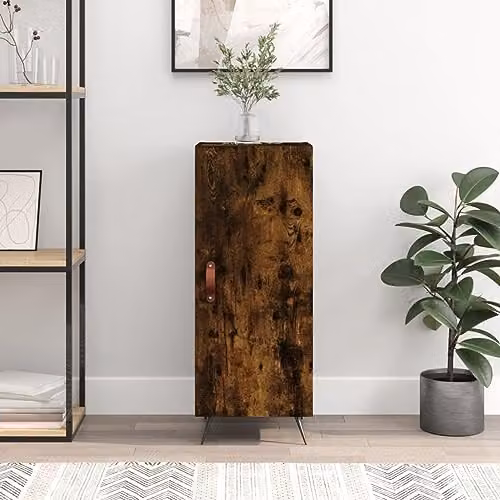 vidaXL Modern Sideboard in Smoked Oak, Brown Engineered Wood, W/D/H: 34.5 x 34.5 x 90 cm – 2