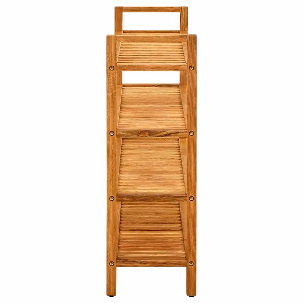 Berkfield Home 4-Shelf Solid Oak Wood Shoe Rack in Brown, W/D/H: 100 x 27 x 80 cm – 2