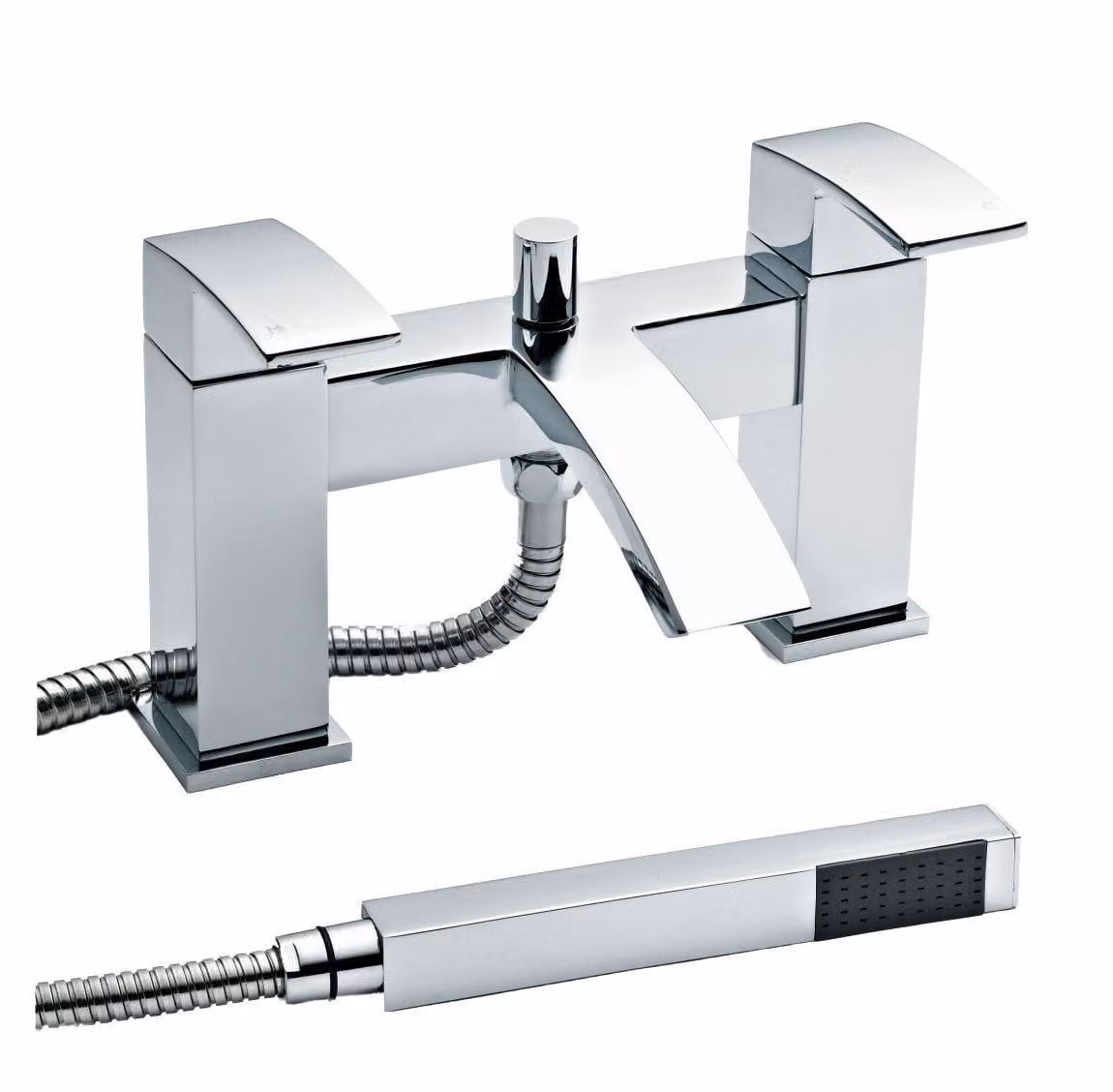 Vibe Sinclair Deck Mounted Bath and Shower Mixer Tap with Single Lever, Chrome