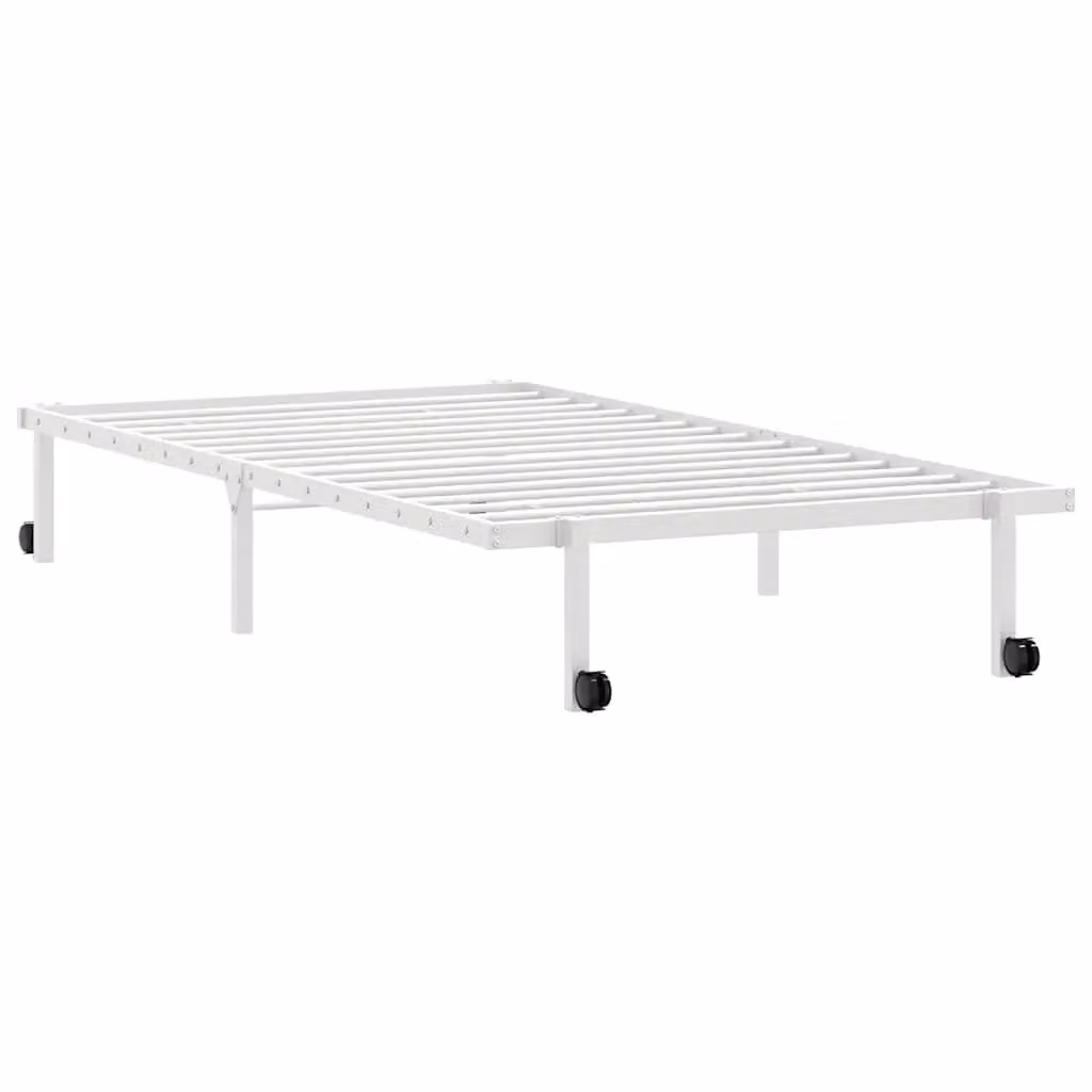 Berkfield Home Foldable Metal Rollaway Bed Frame in White, W: 107 cm x L: 203 cm – 2