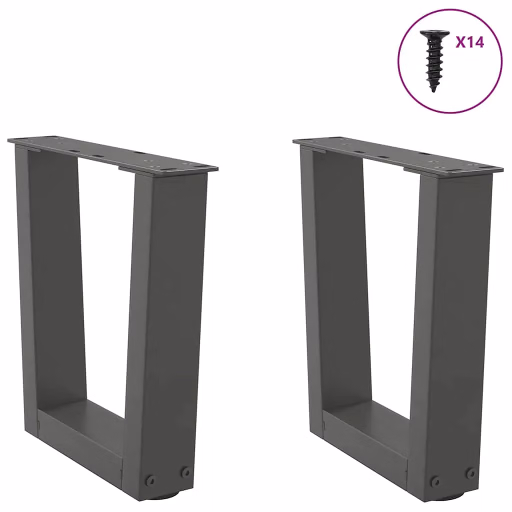 Berkfield Home V-Shape Dining Table Legs, 2 Pieces, Anthracite and Black Steel, W: 30 cm – 2