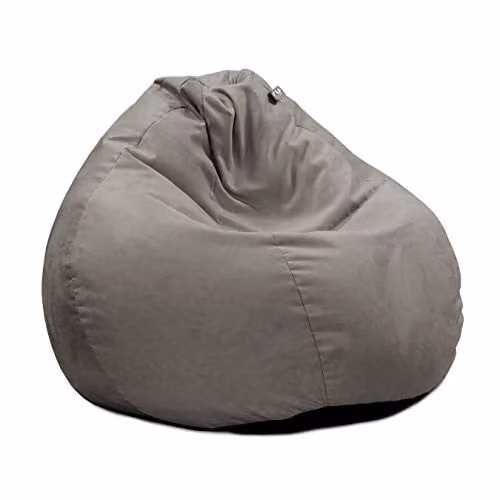 rucomfy Classic Velvet Slouchbag Bean Bag Chair in Grey, W: 80 cm, H: 110 cm