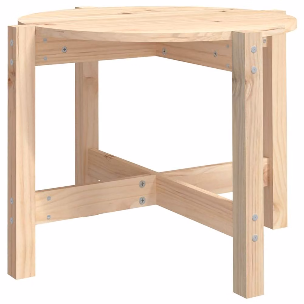 Berkfield Home Beautiful Round Drop Leaf Coffee Table in Light Brown Solid Pine, W/D/H: 62.5 x 62.5 x 45 cm – 2