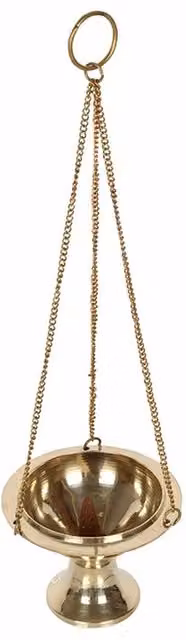KDMK Triple Moon Brass Incense Censer with Hanging Chain, Gold