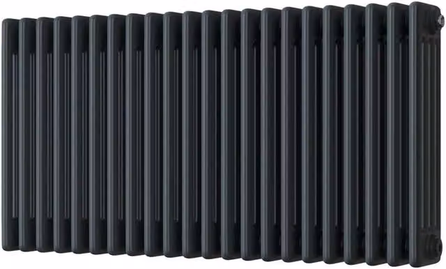 UK Radiators Alpha 4 Column Horizontal Traditional Cast-Iron Style Radiator in Anthracite Grey, W: 988 mm, H: 500 mm – 1