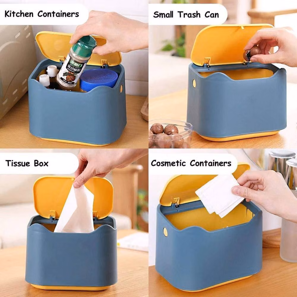 EONLION Mini Portable Desk Bin with Flip Lid, Blue – 4