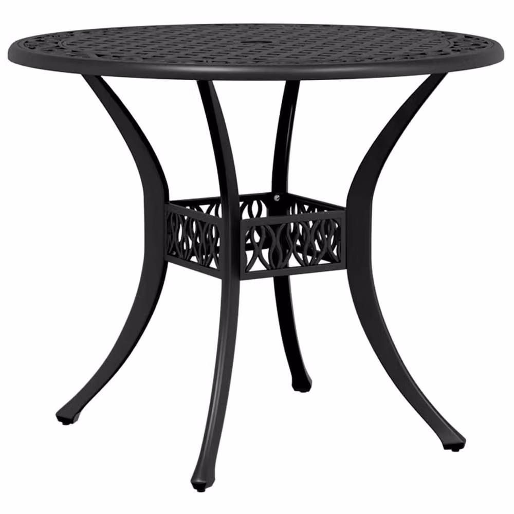 Berkfield Home Black Cast Aluminium Garden Table W: 90 cm, D: 75 cm – 2