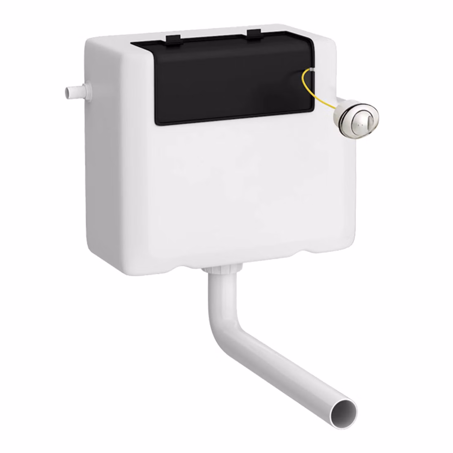 Nuie Front Access Dual Flush Concealed WC Cistern in White and Silver