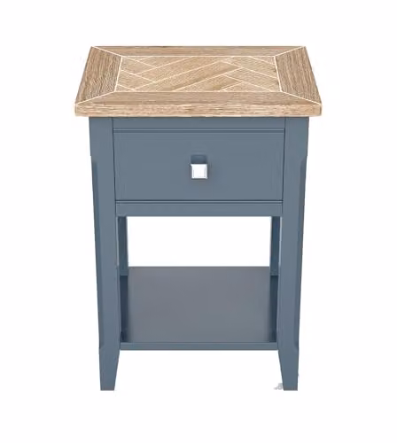 Baumhaus Signature Blue One Drawer Lamp Table W/D/H: 35 x 66 x 100 cm