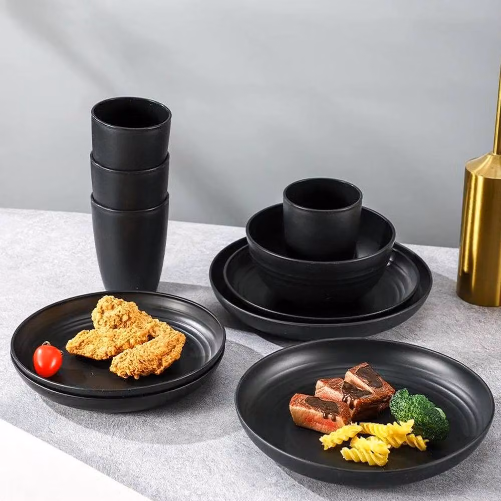 SPETLEK 32-Piece Black Dinnerware Set with Plates and Bowls – 2