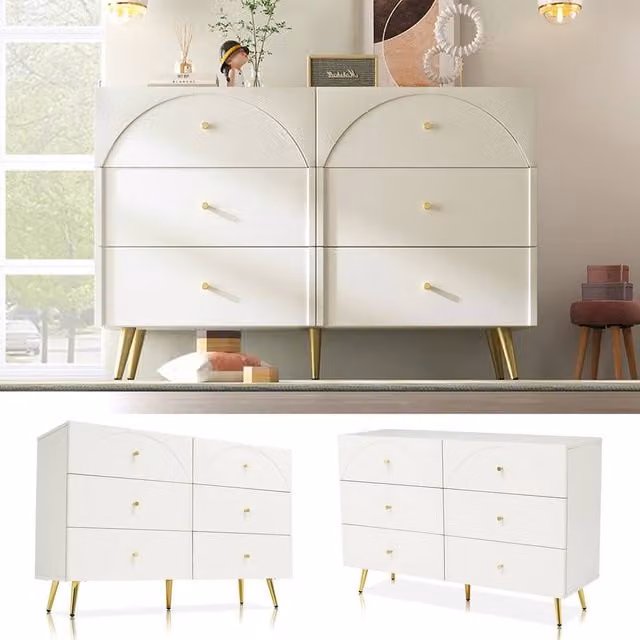 Rolipo Modern 6 Drawer Sideboard Chest in White – 1